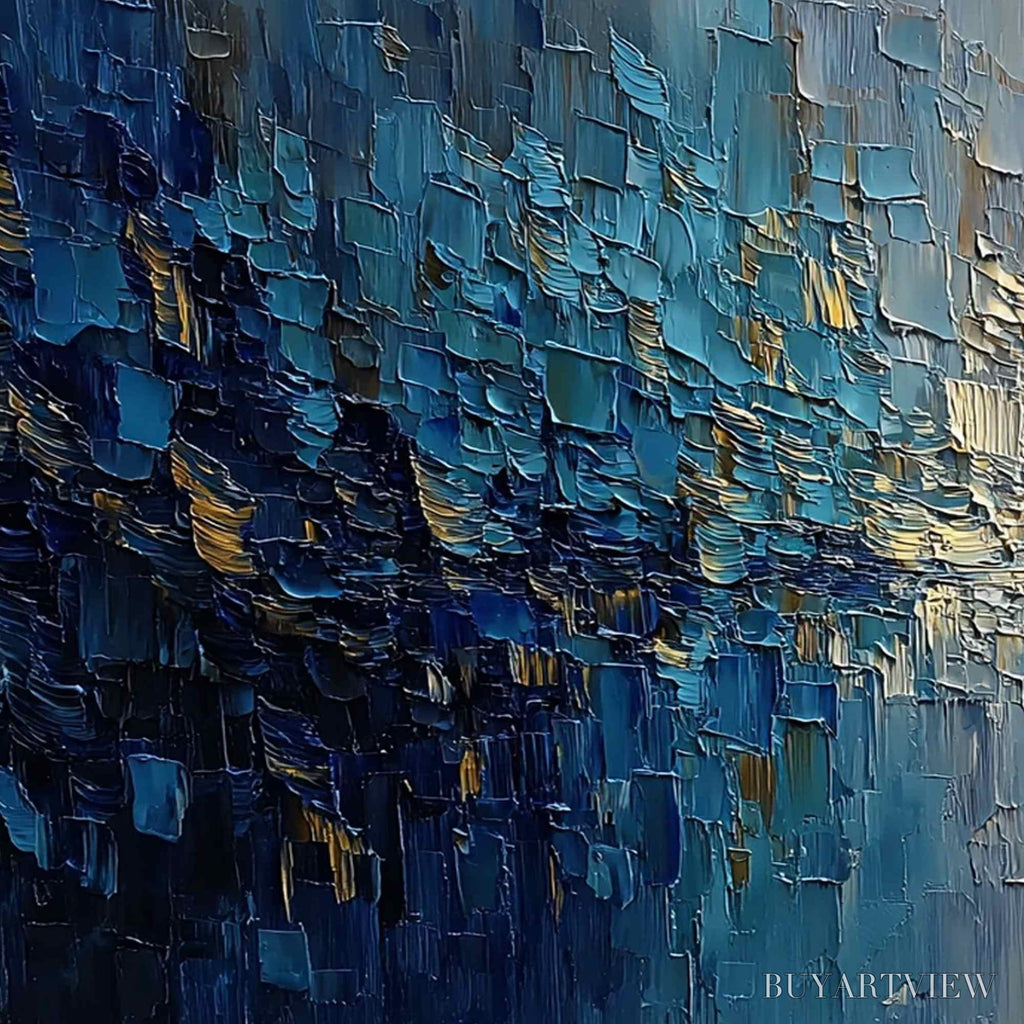 ARTOVITAS Harbor Dawn – Heavy Texture Abstract Cityscape Oil Painting - image 3