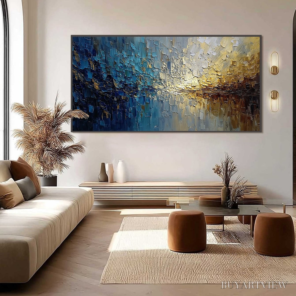 ARTOVITAS Harbor Dawn – Heavy Texture Abstract Cityscape Oil Painting - image 6