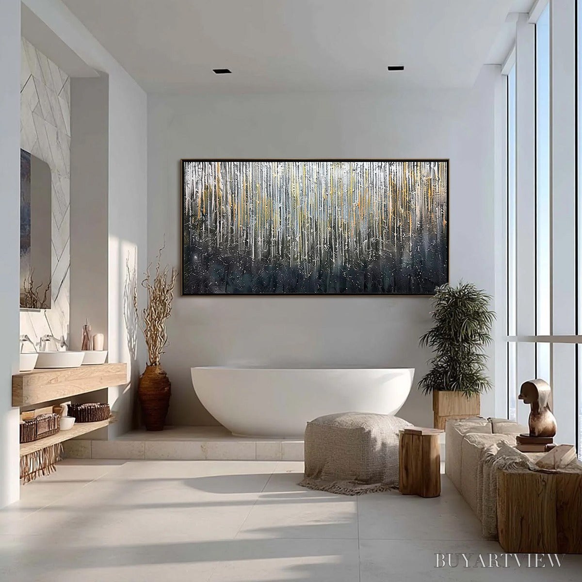 ARTOVITAS Urban Cascade – Large Textured Abstract Palette Knife Painting - image 4