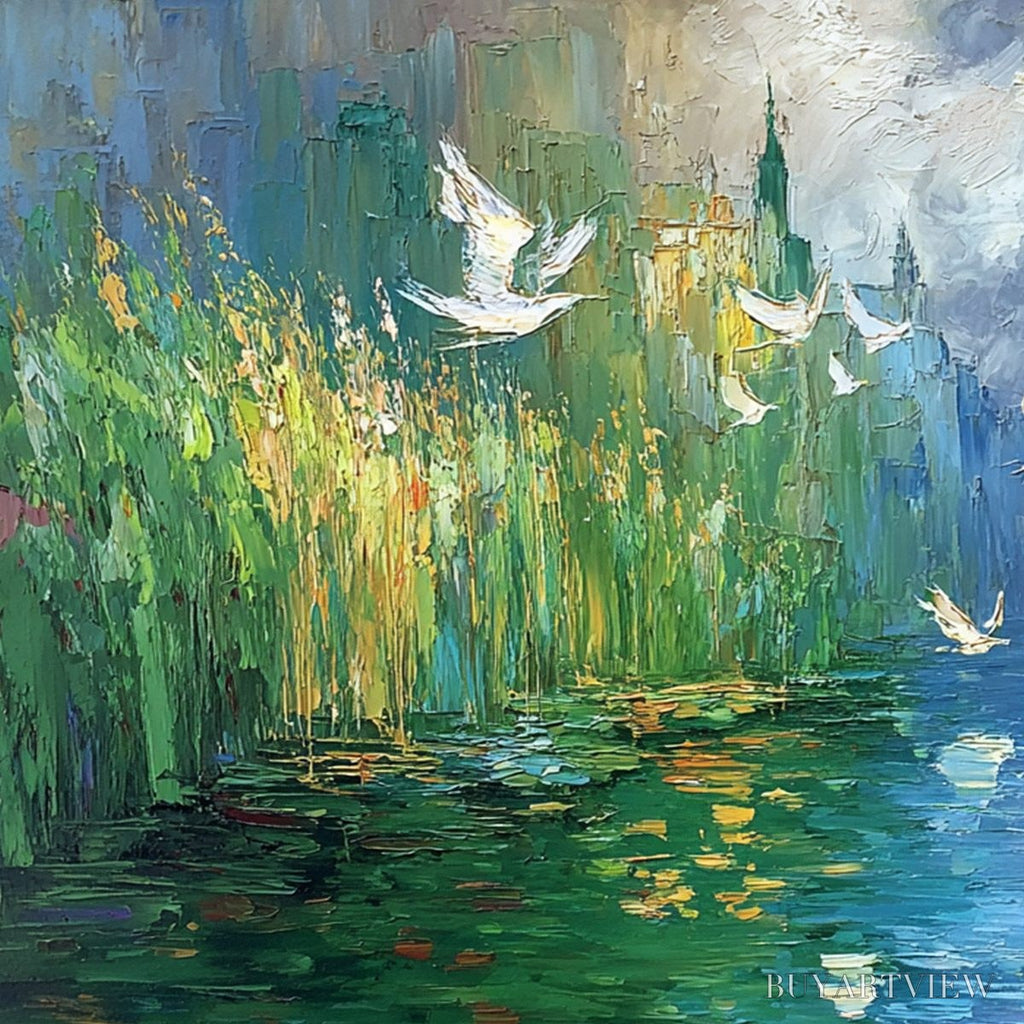 ARTOVITAS Urban Exodus – Colorful Abstract Cityscape Painting with Palette Knife Texture - image 3