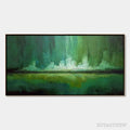ARTOVITAS Emerald Horizon – Abstract Green Textured Cityscape Oil Painting - image 1