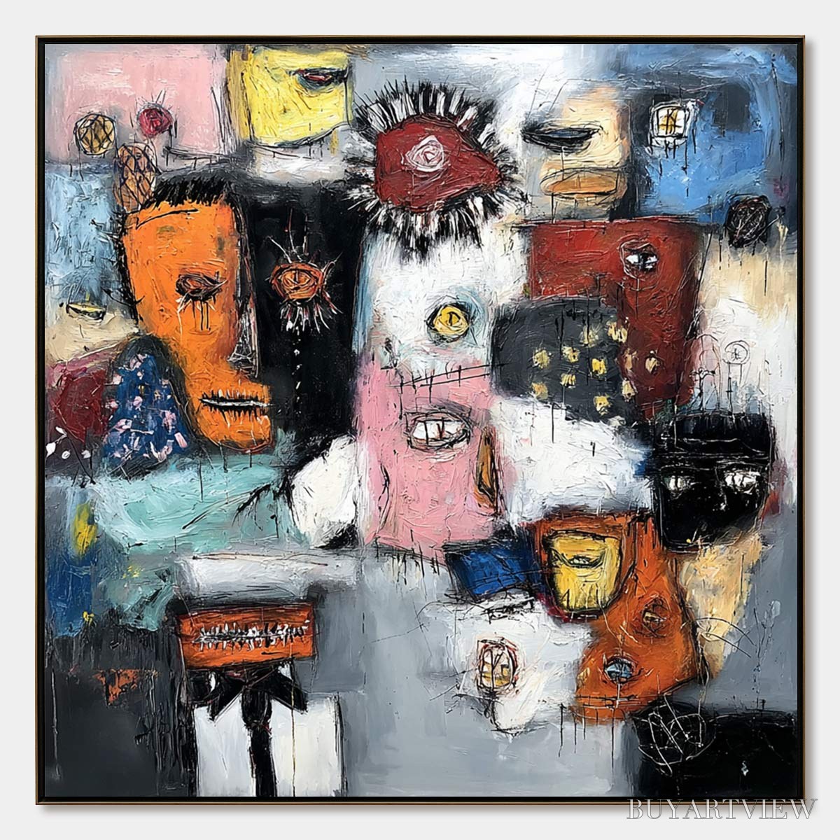 ARTOVITAS Static – Expressive Neo-Expressionist Abstract Faces Painting - image 1