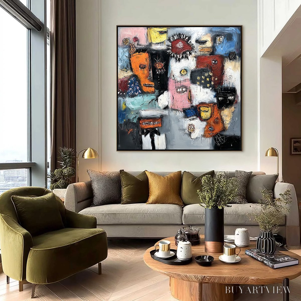 ARTOVITAS Static – Expressive Neo-Expressionist Abstract Faces Painting - image 2