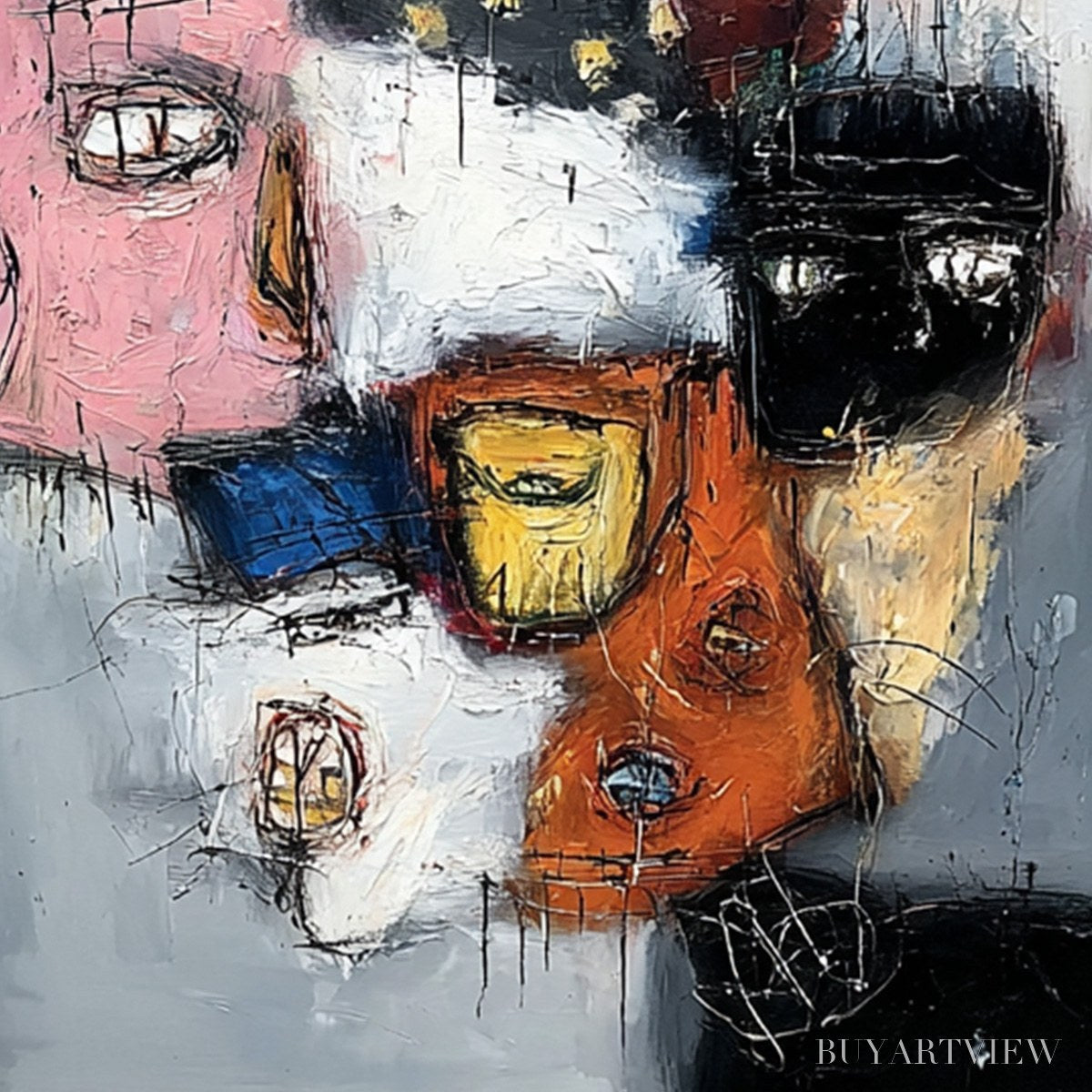 ARTOVITAS Static – Expressive Neo-Expressionist Abstract Faces Painting - image 3