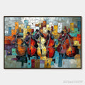 ARTOVITAS Urban Serenade – Vibrant Palette Knife Painting of Musicians in Cityscape - image 1