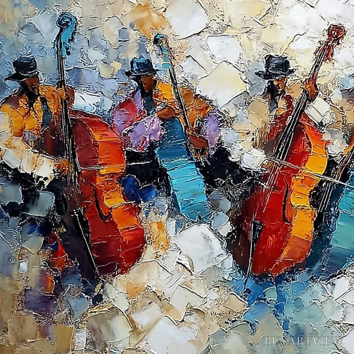 ARTOVITAS Jazzmen'S Jam – Textured Impasto Painting of Musicians - image 3