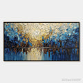 ARTOVITAS Golden Horizon – Textured Impasto Cityscape Reflection Painting - image 1