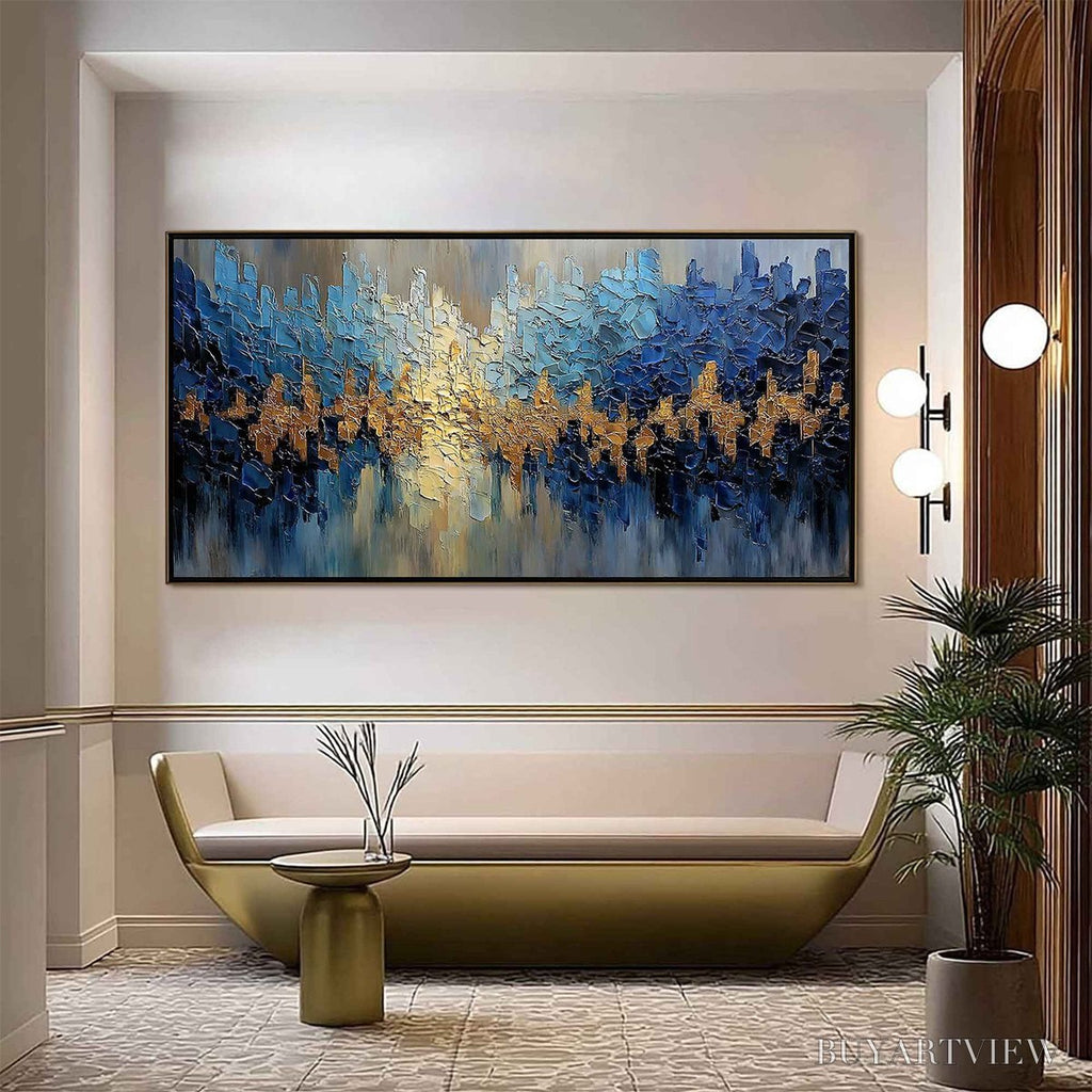 ARTOVITAS Golden Horizon – Textured Abstract Cityscape Palette Knife Art - image 2