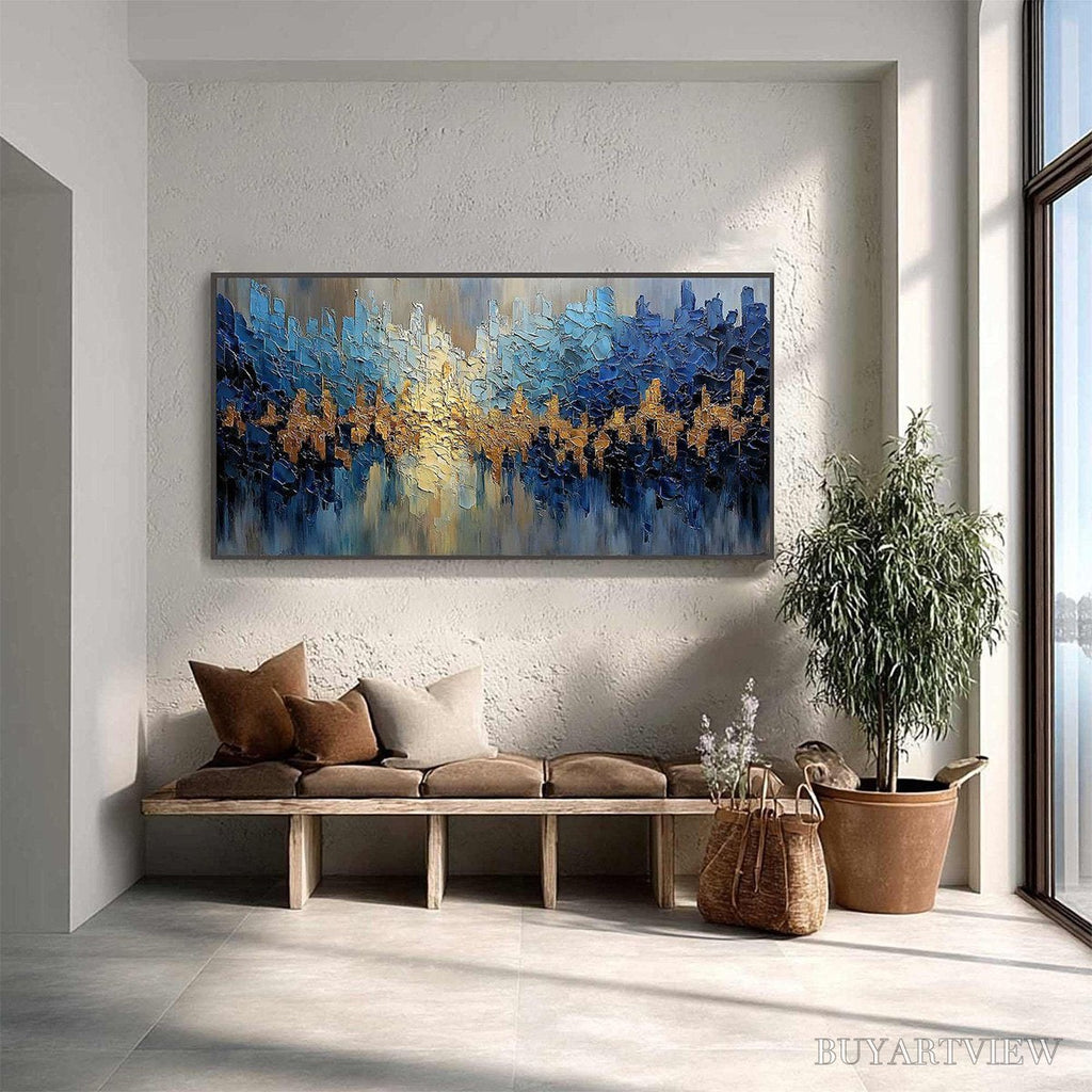 ARTOVITAS Golden Horizon – Textured Abstract Cityscape Palette Knife Art - image 4