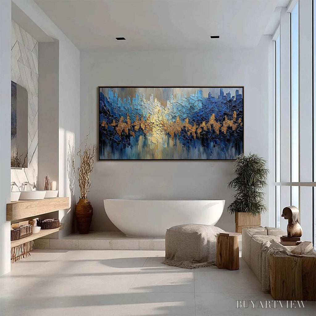 ARTOVITAS Golden Horizon – Textured Abstract Cityscape Palette Knife Art - image 6