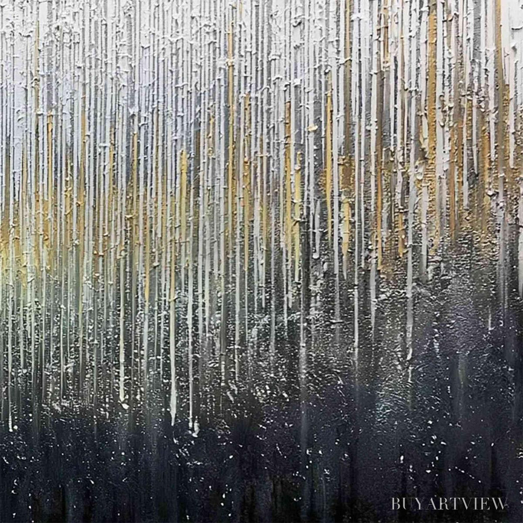 ARTOVITAS Metallic Cascade – Large Textured Abstract Gold and Silver Horizontal Painting - image 5