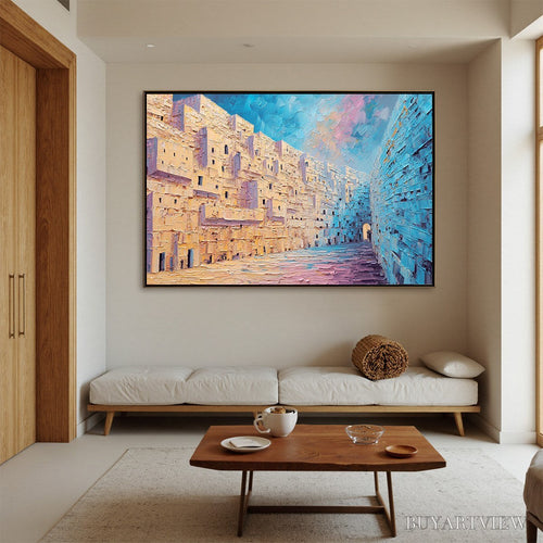 ARTOVITAS Aegean Passage – Heavily Textured Palette Knife Cityscape - image 2