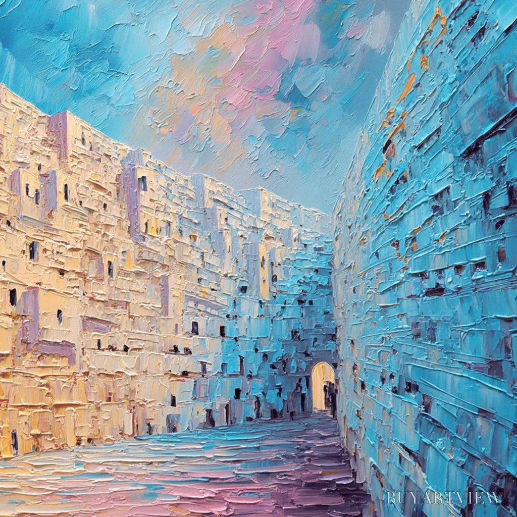 ARTOVITAS Aegean Passage – Heavily Textured Palette Knife Cityscape - image 3
