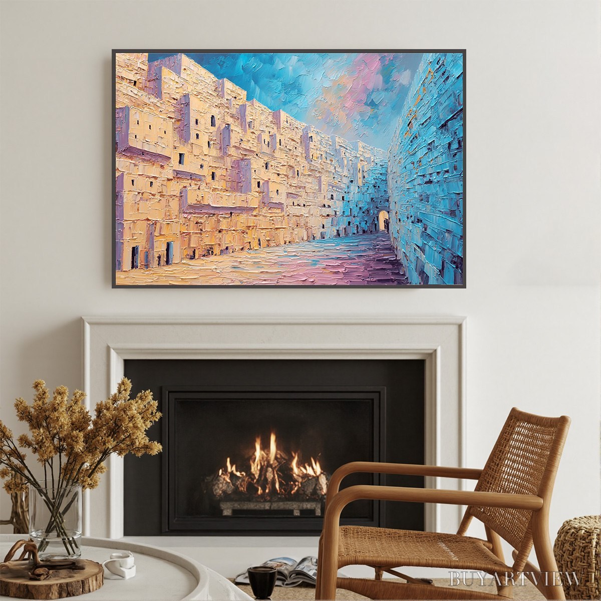 ARTOVITAS Aegean Passage – Heavily Textured Palette Knife Cityscape - image 4