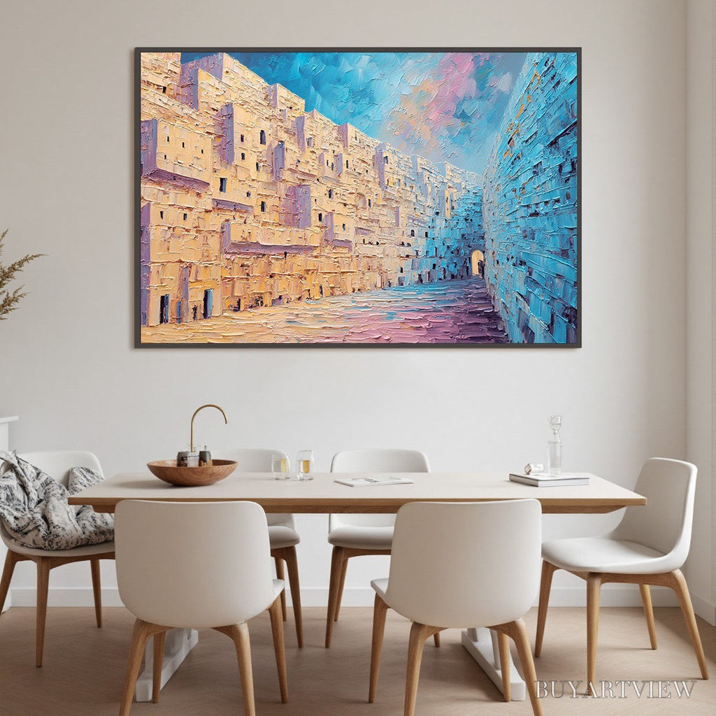 ARTOVITAS Aegean Passage – Heavily Textured Palette Knife Cityscape - image 6