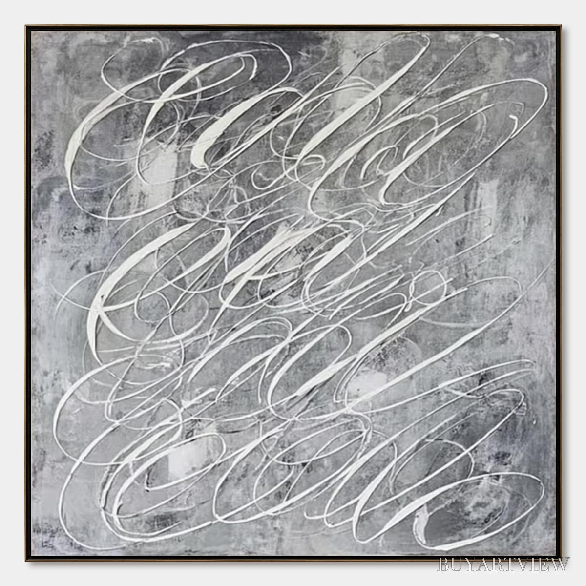 ARTOVITAS Urban Calligraphy – Textured Monochrome Abstract Calligraphy Painting - image 1
