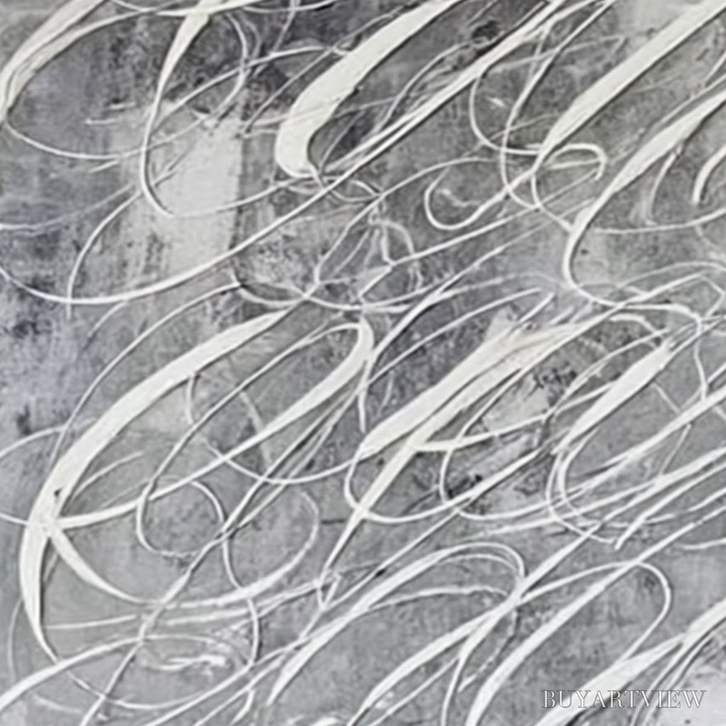ARTOVITAS Urban Calligraphy – Textured Monochrome Abstract Calligraphy Painting - image 5