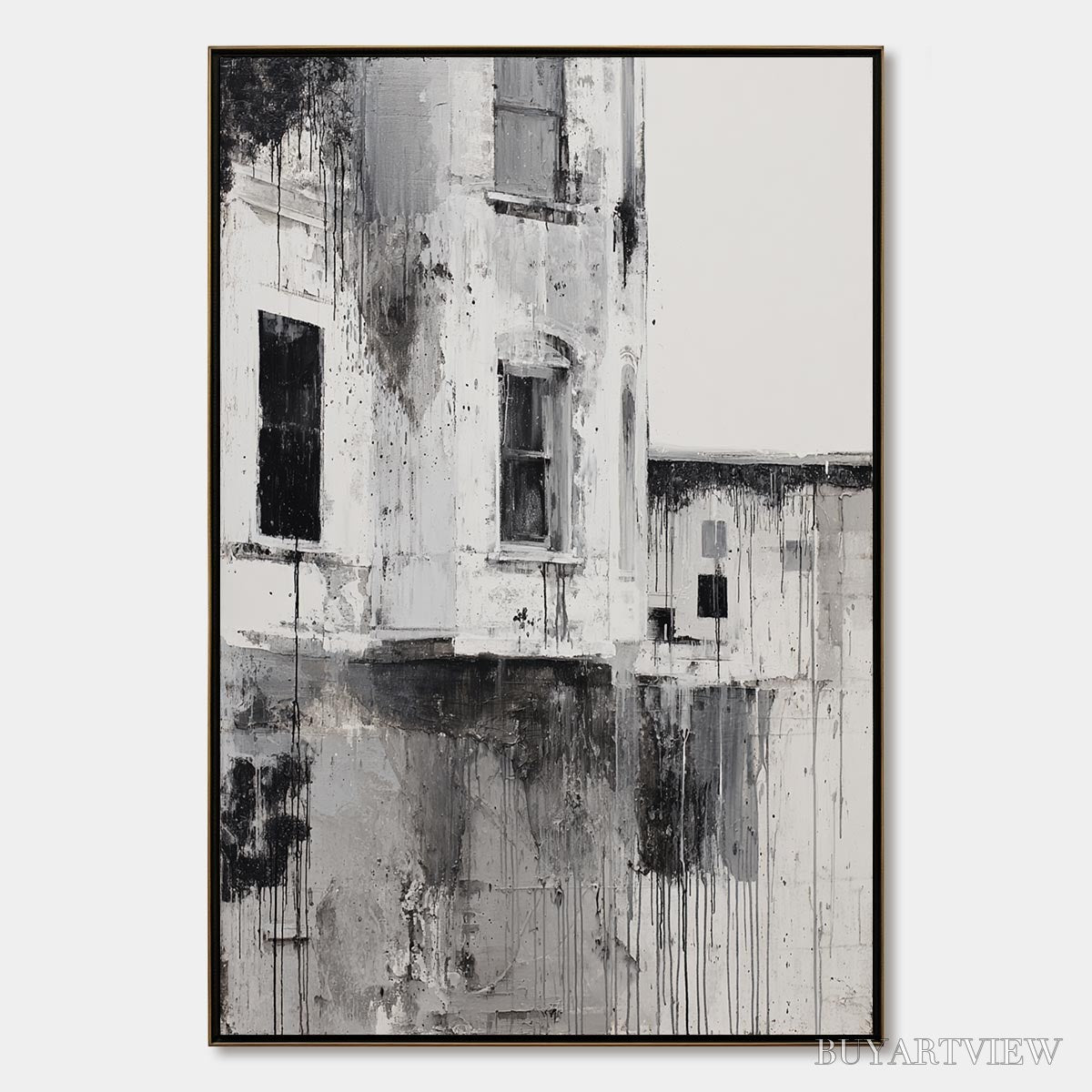 ARTOVITAS Fading Facade – Monochromatic Abstract Architecture Painting - image 1