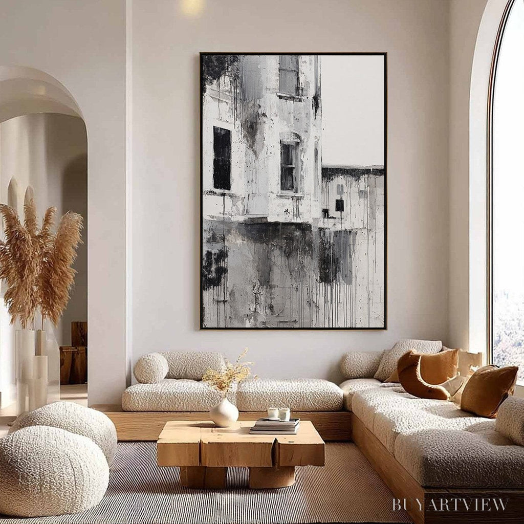 ARTOVITAS Fading Facade – Monochromatic Abstract Architecture Painting - image 2