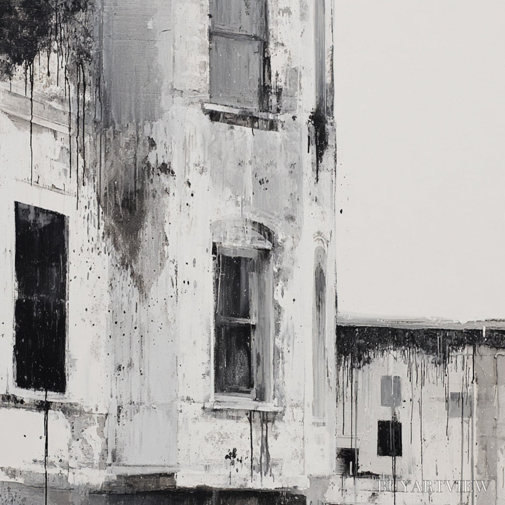ARTOVITAS Fading Facade – Monochromatic Abstract Architecture Painting - image 3