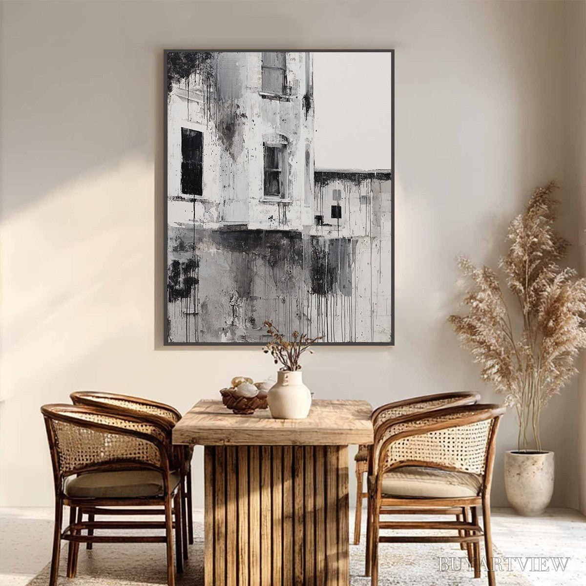 ARTOVITAS Fading Facade – Monochromatic Abstract Architecture Painting - image 4