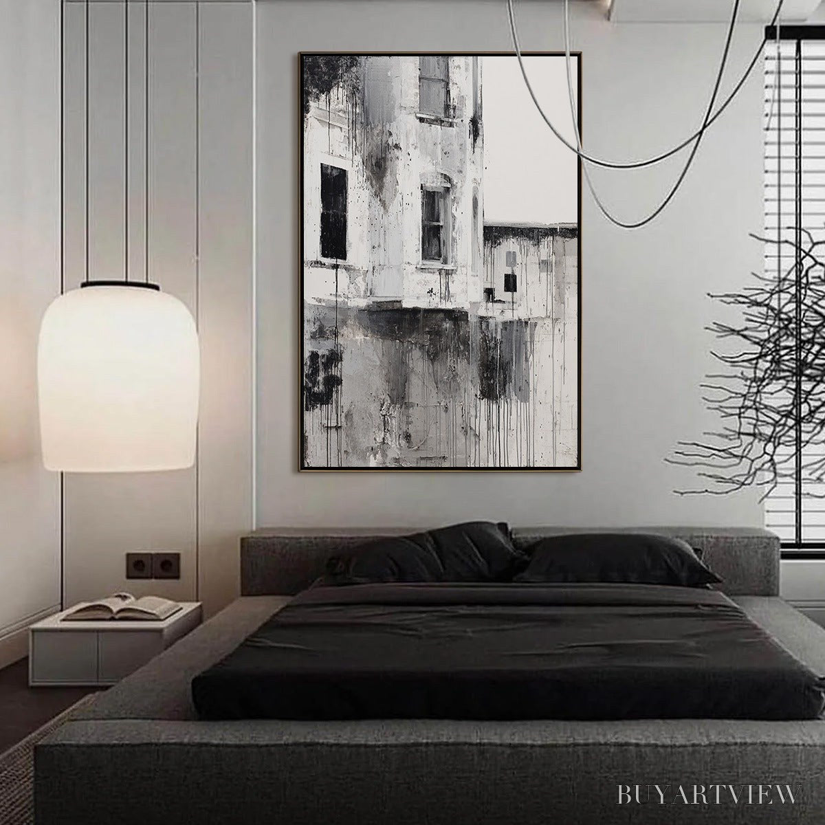 ARTOVITAS Fading Facade – Monochromatic Abstract Architecture Painting - image 6