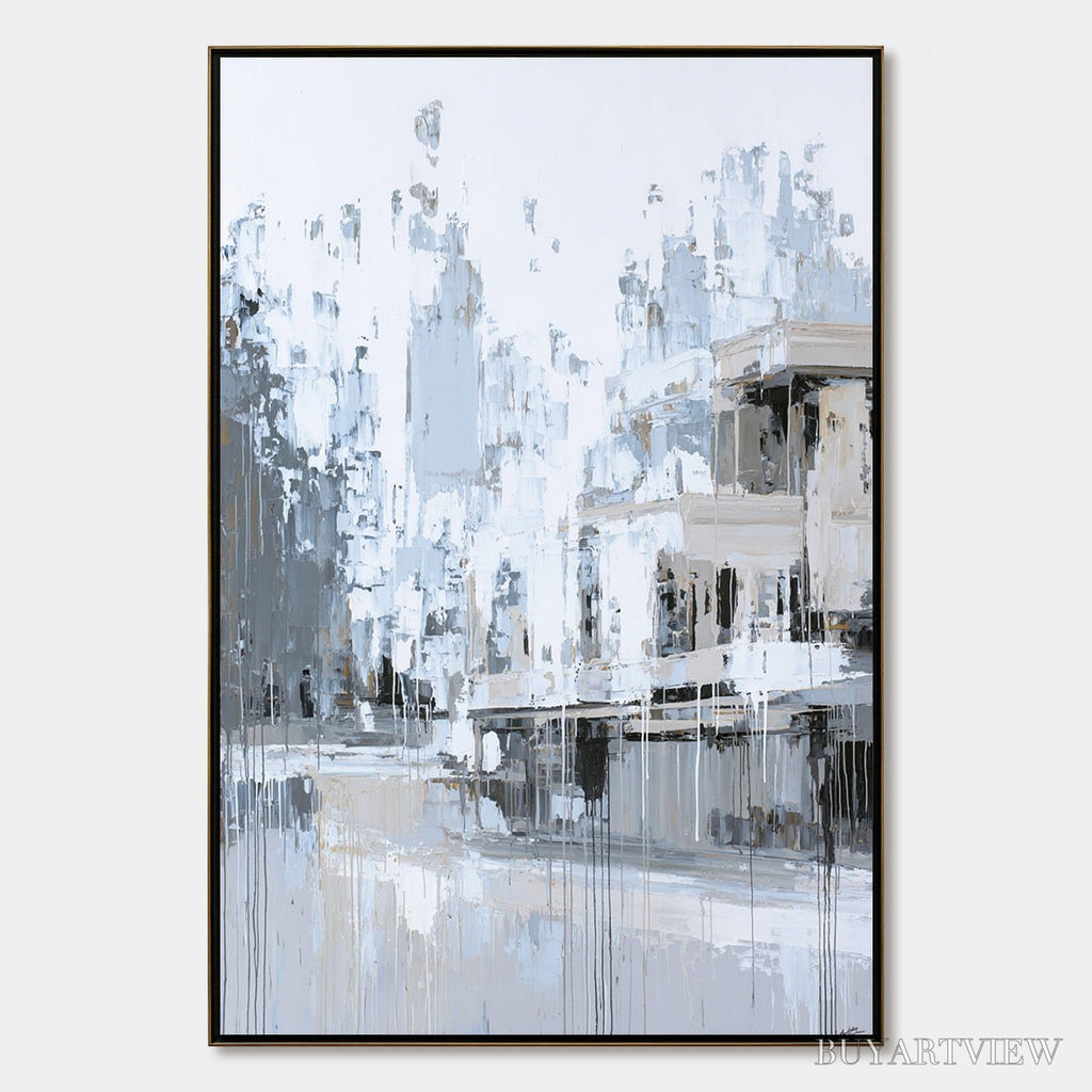 ARTOVITAS Urban Echo – Abstract Minimalist Cityscape Painting - image 1