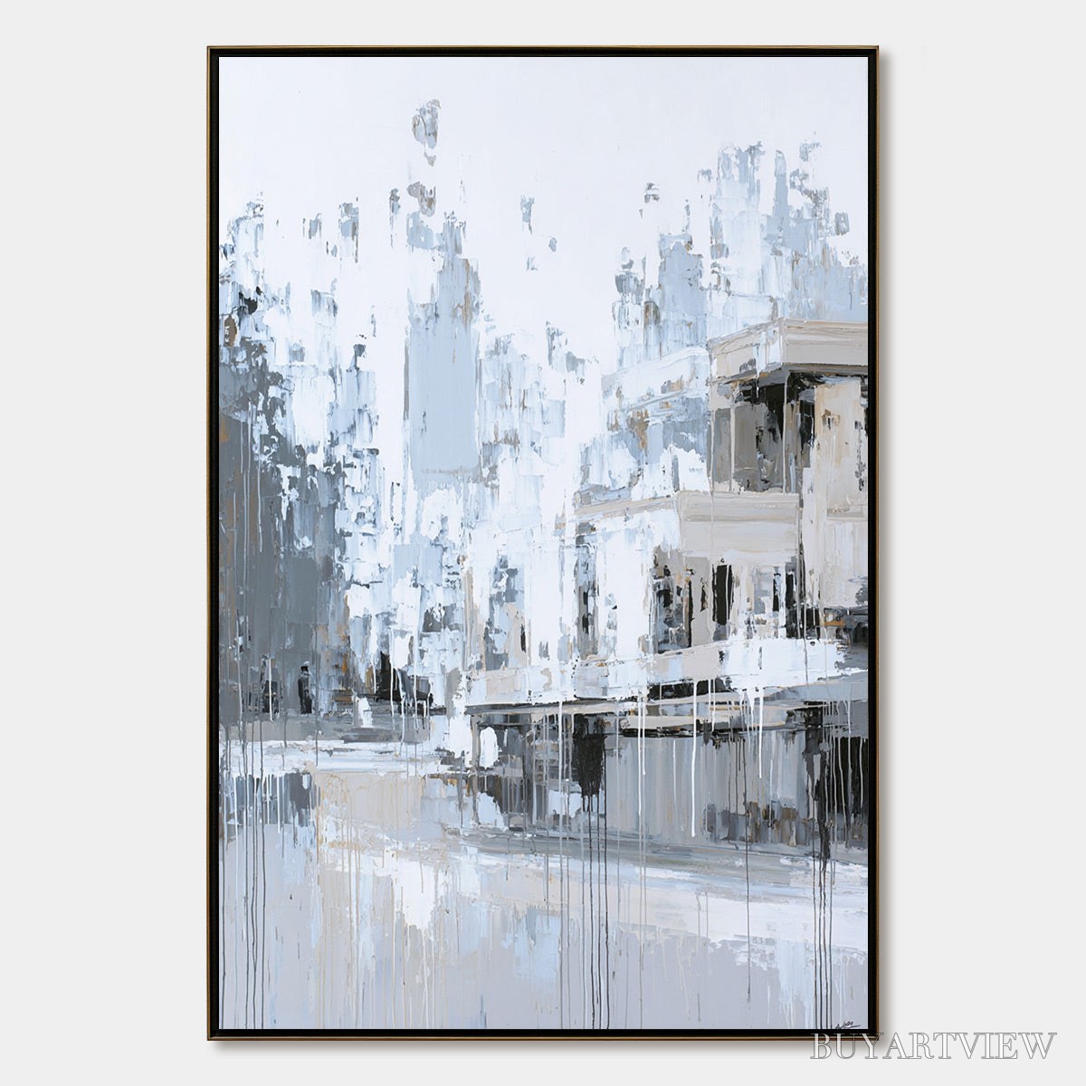 ARTOVITAS Urban Echo – Abstract Minimalist Cityscape Painting - image 1