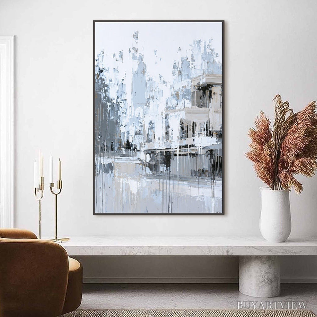 ARTOVITAS Urban Echo – Abstract Minimalist Cityscape Painting - image 2