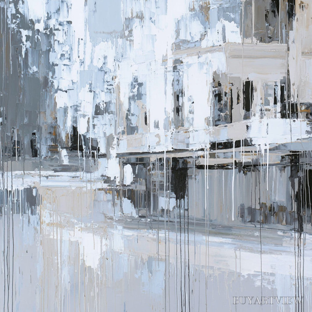 ARTOVITAS Urban Echo – Abstract Minimalist Cityscape Painting - image 3
