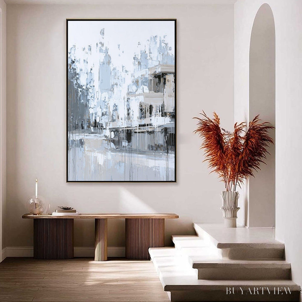 ARTOVITAS Urban Echo – Abstract Minimalist Cityscape Painting - image 4