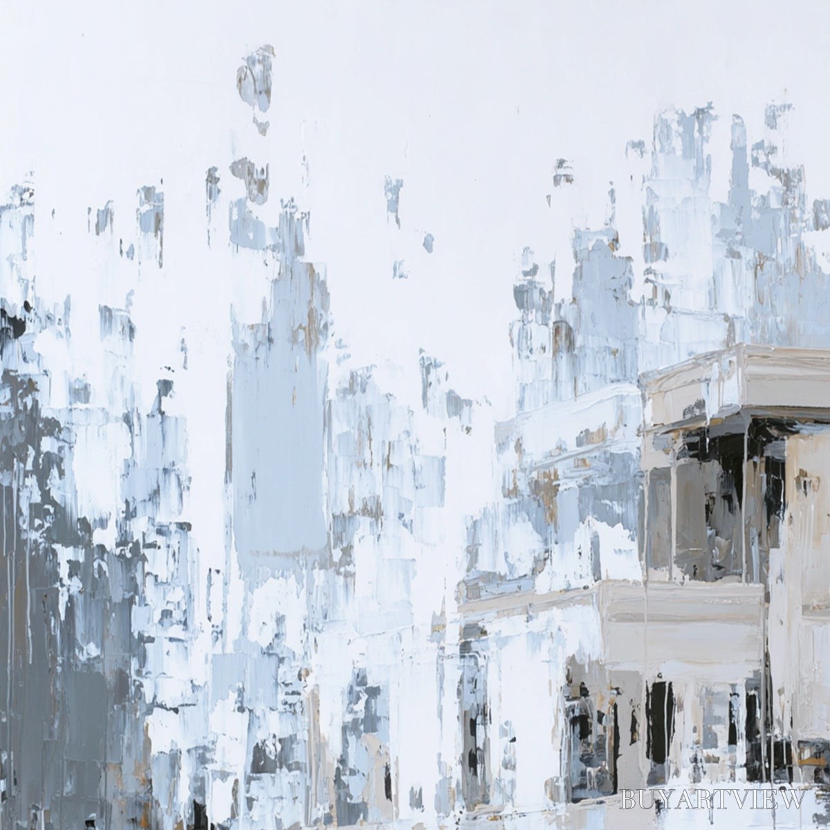 ARTOVITAS Urban Echo – Abstract Minimalist Cityscape Painting - image 5