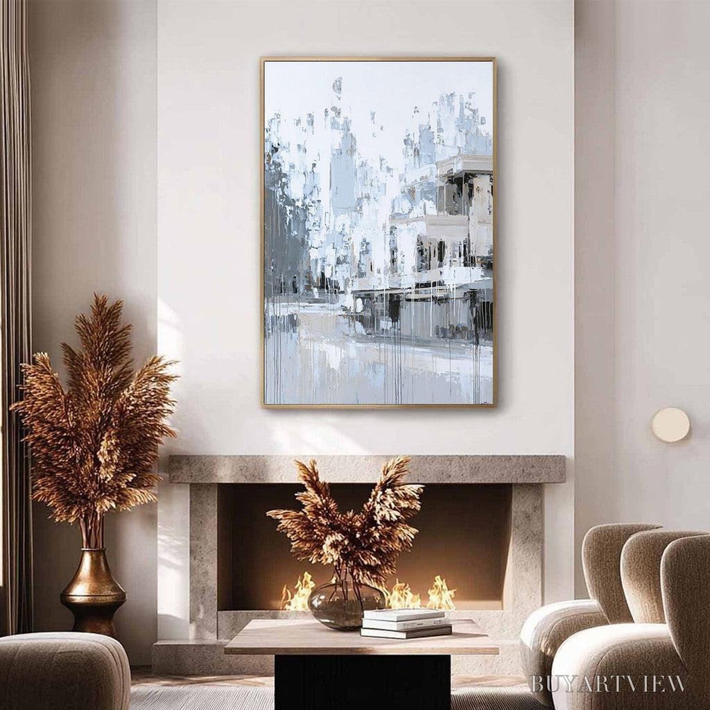 ARTOVITAS Urban Echo – Abstract Minimalist Cityscape Painting - image 6