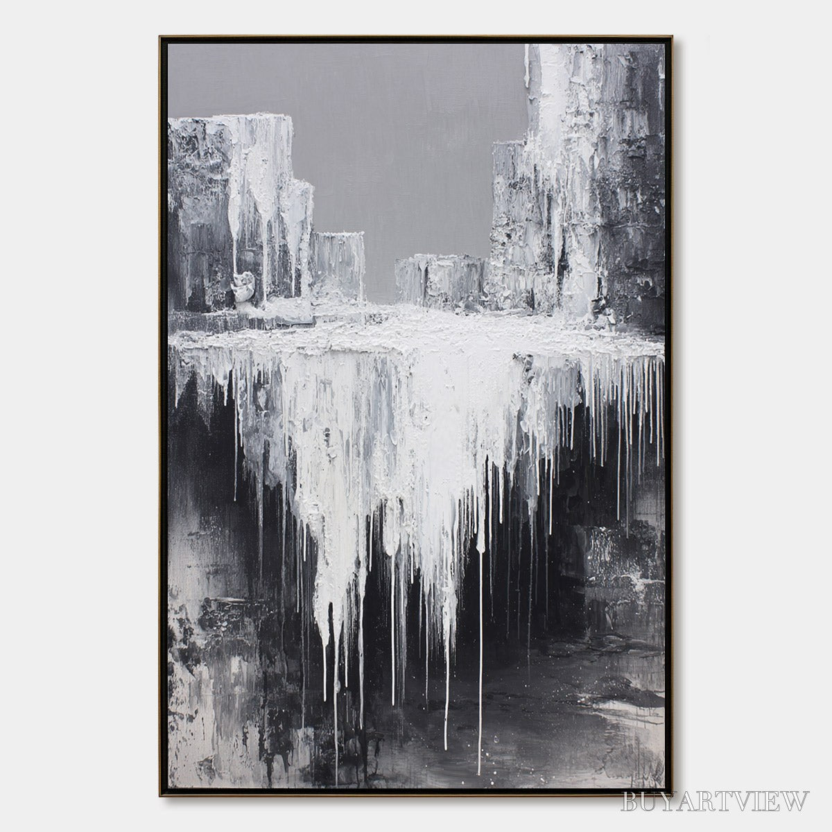 ARTOVITAS Concrete Cascade – Textured Black and White Abstract Cityscape - image 1