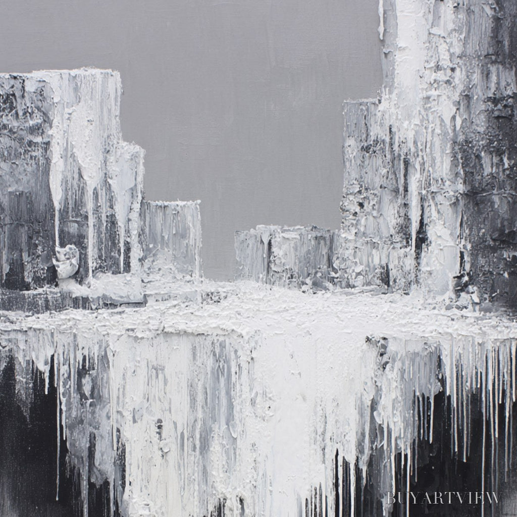 ARTOVITAS Concrete Cascade – Textured Black and White Abstract Cityscape - image 3