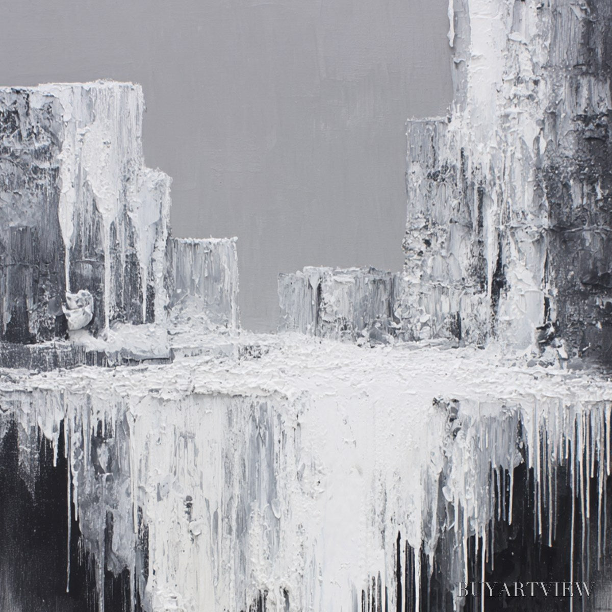 ARTOVITAS Concrete Cascade – Textured Black and White Abstract Cityscape - image 3