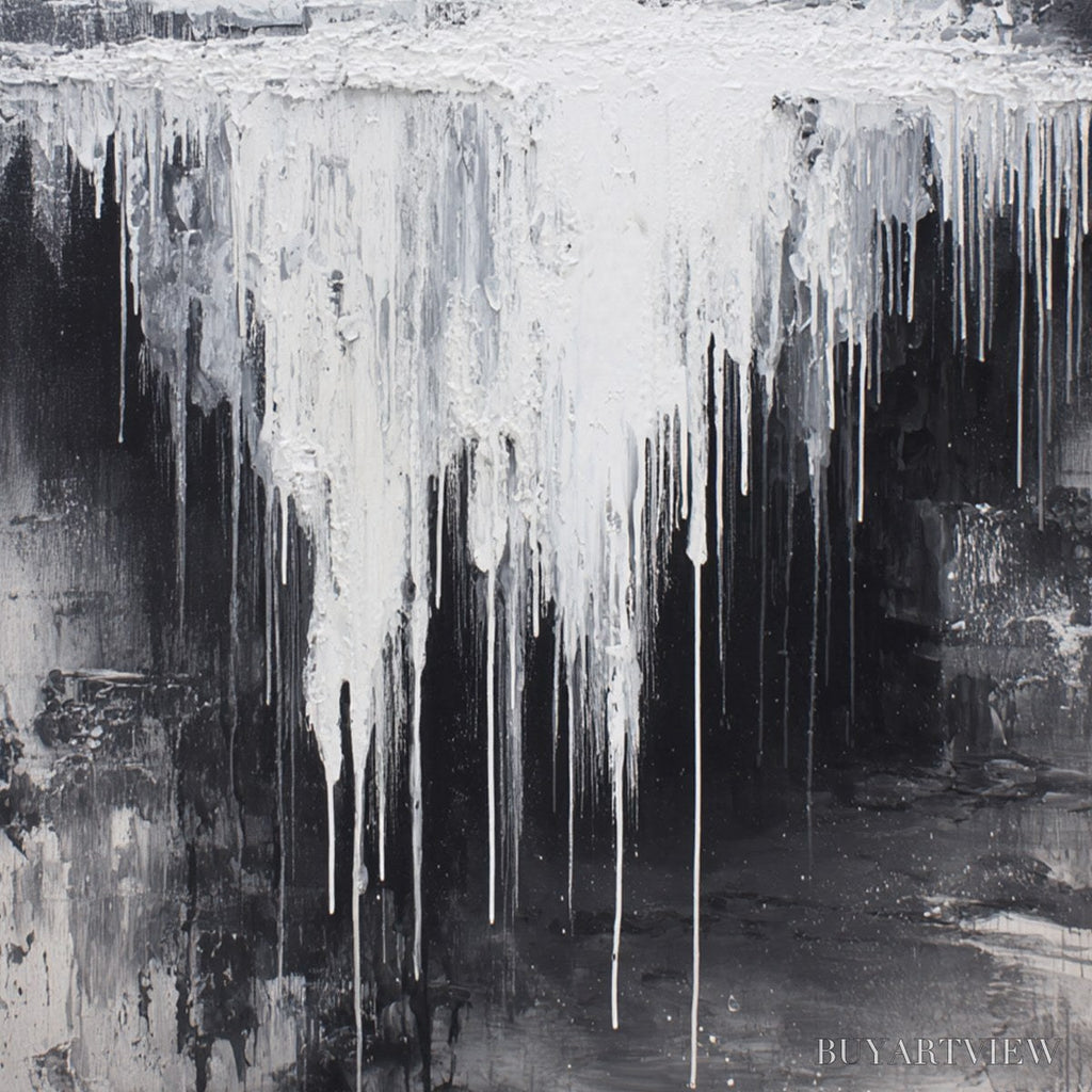 ARTOVITAS Concrete Cascade – Textured Black and White Abstract Cityscape - image 5