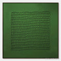 ARTOVITAS Emerald Grid – Minimalist Textured Abstract Oil Painting - image 1