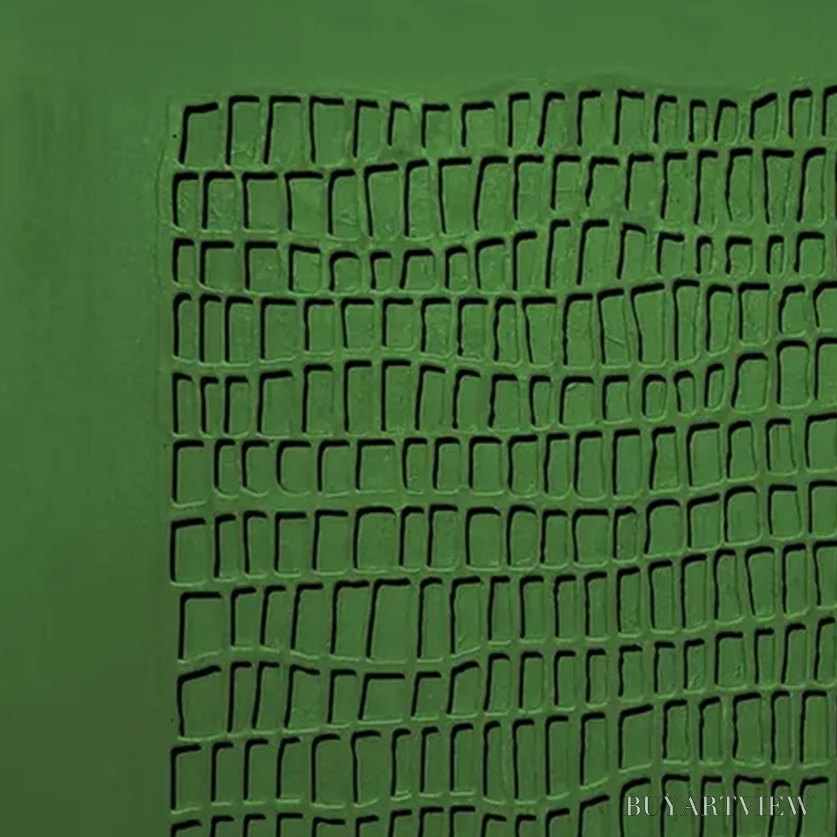 ARTOVITAS Emerald Grid – Minimalist Textured Abstract Oil Painting - image 5