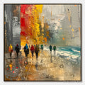 ARTOVITAS Urban Vibrance – Textured Abstract Cityscape Oil Painting - image 1