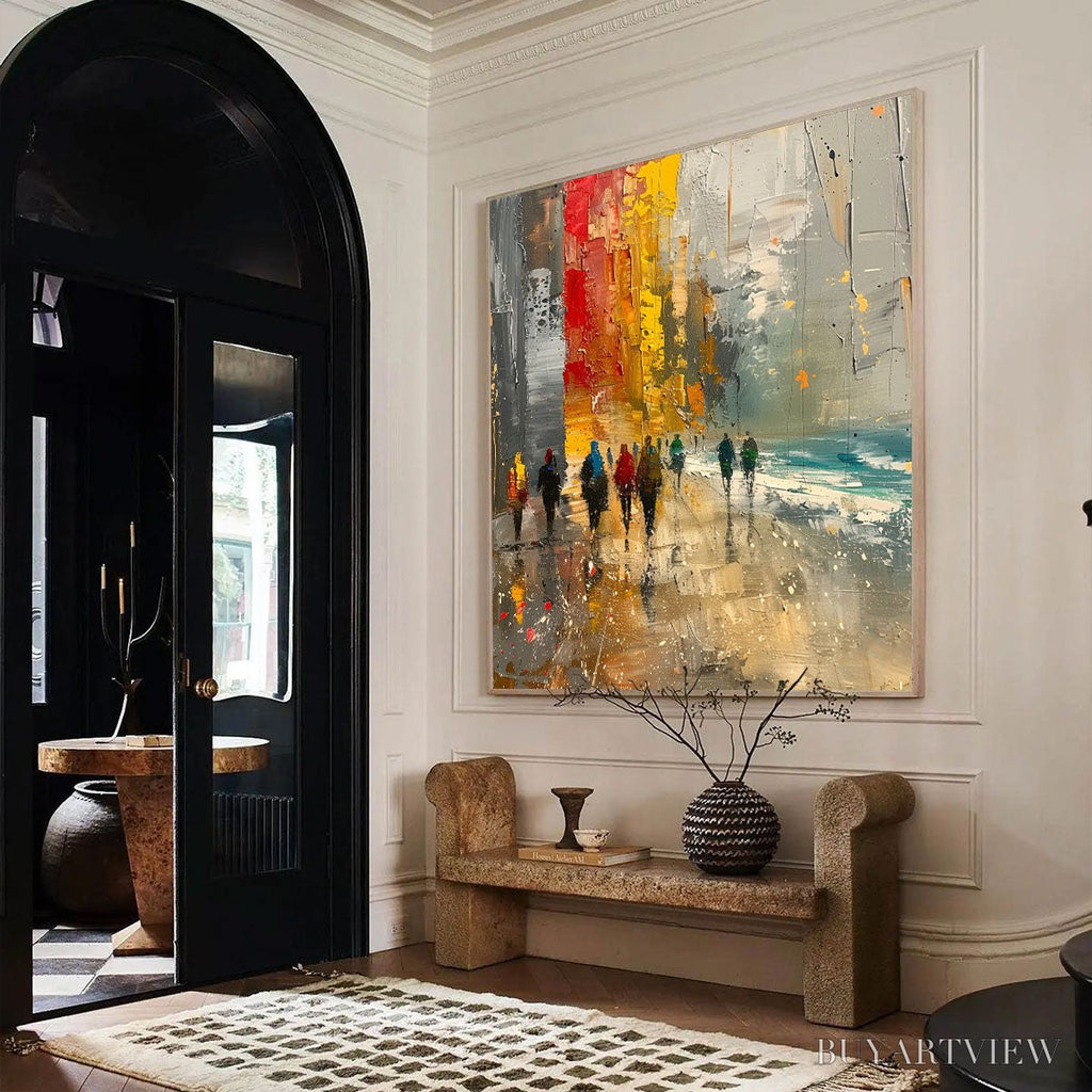ARTOVITAS Urban Vibrance – Textured Abstract Cityscape Oil Painting - image 4
