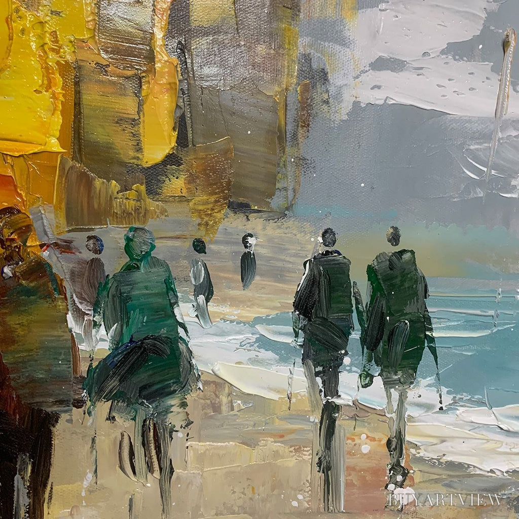 ARTOVITAS Urban Vibrance – Textured Abstract Cityscape Oil Painting - image 5