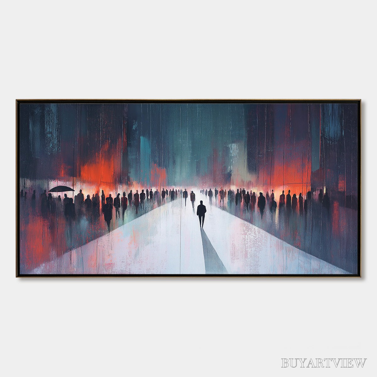 ARTOVITAS Midnight Crossing – Minimalist Urban Cityscape Oil Painting - image 1