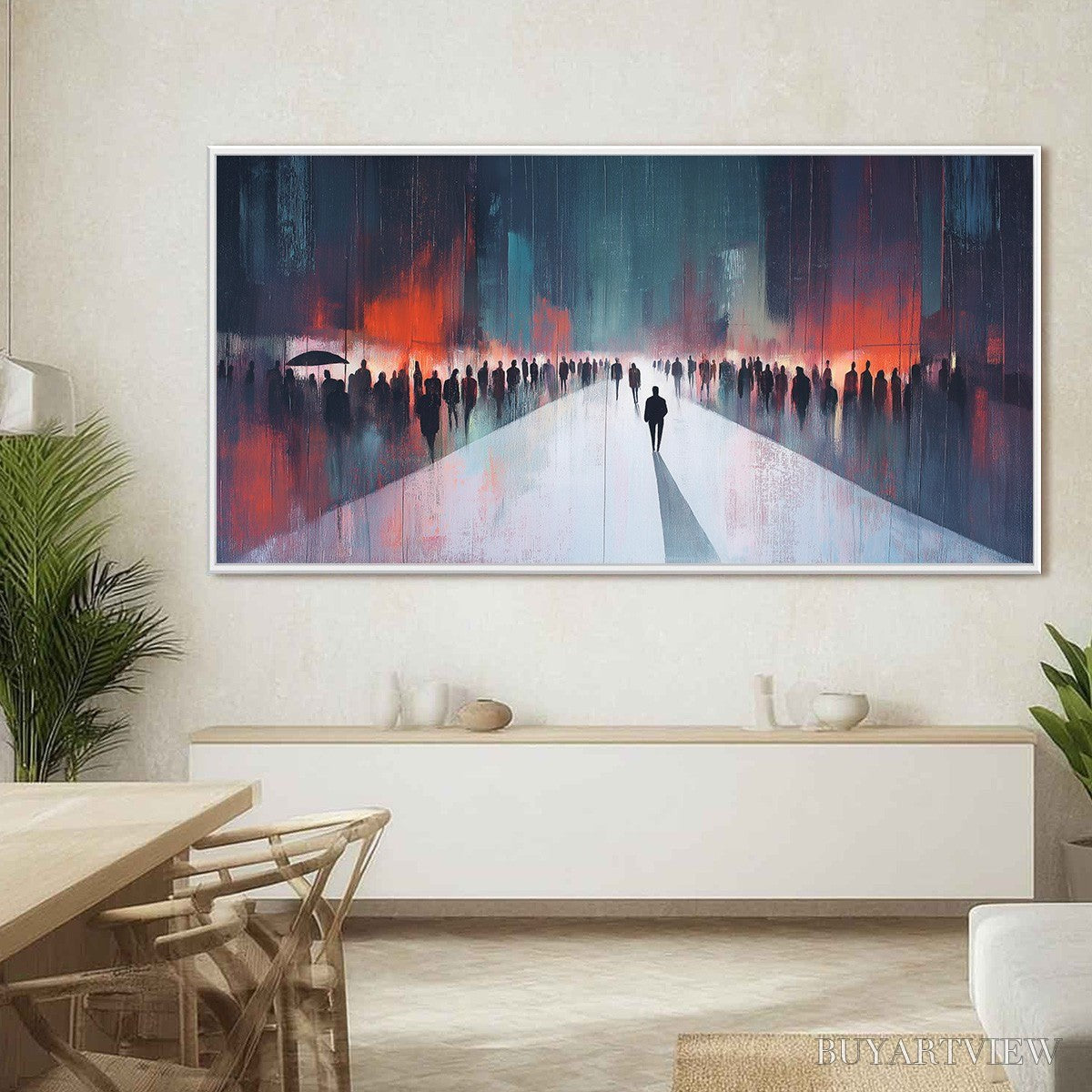 ARTOVITAS Midnight Crossing – Minimalist Urban Cityscape Oil Painting - image 2