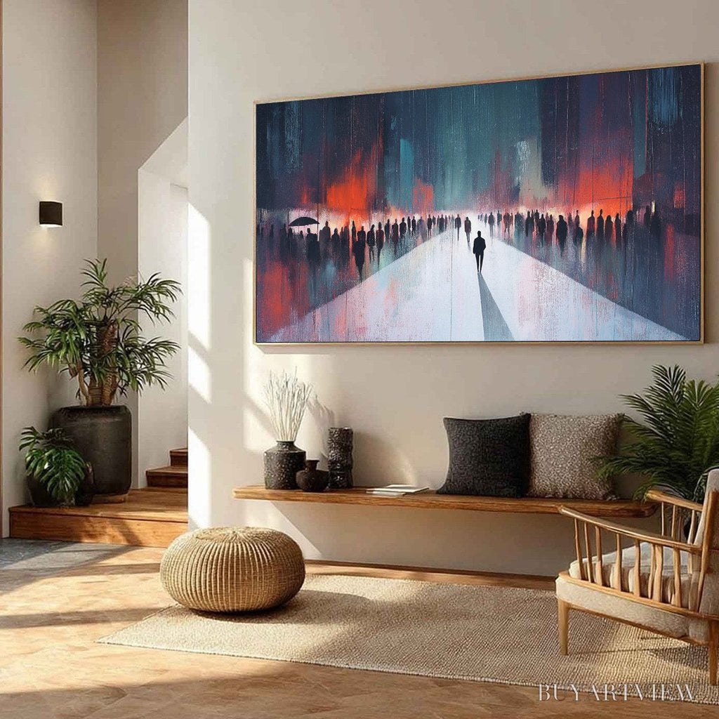 ARTOVITAS Midnight Crossing – Minimalist Urban Cityscape Oil Painting - image 3
