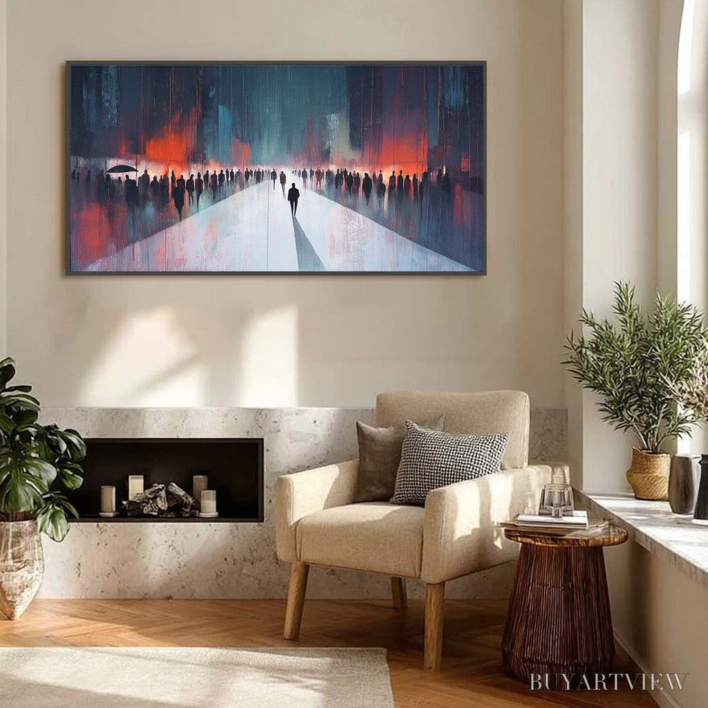 ARTOVITAS Midnight Crossing – Minimalist Urban Cityscape Oil Painting - image 4