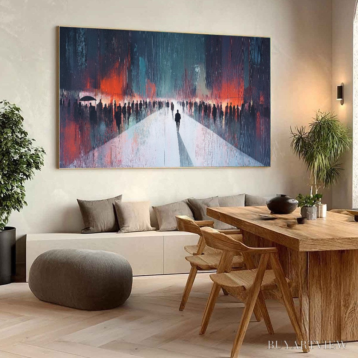 ARTOVITAS Midnight Crossing – Minimalist Urban Cityscape Oil Painting - image 5