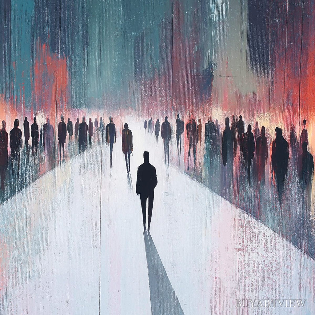 ARTOVITAS Midnight Crossing – Minimalist Urban Cityscape Oil Painting - image 6