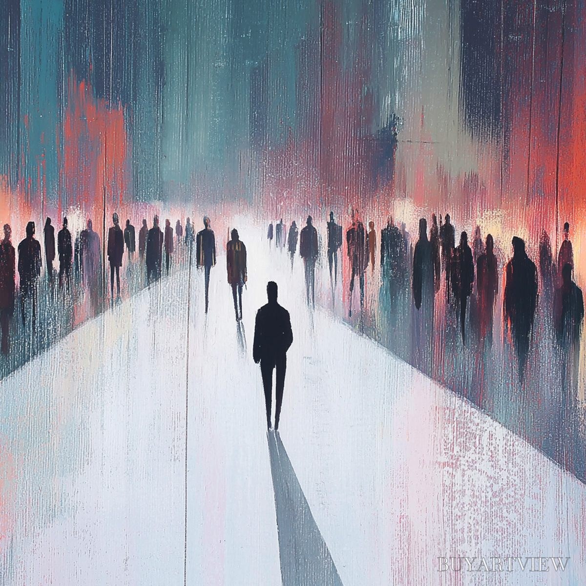 ARTOVITAS Midnight Crossing – Minimalist Urban Cityscape Oil Painting - image 6