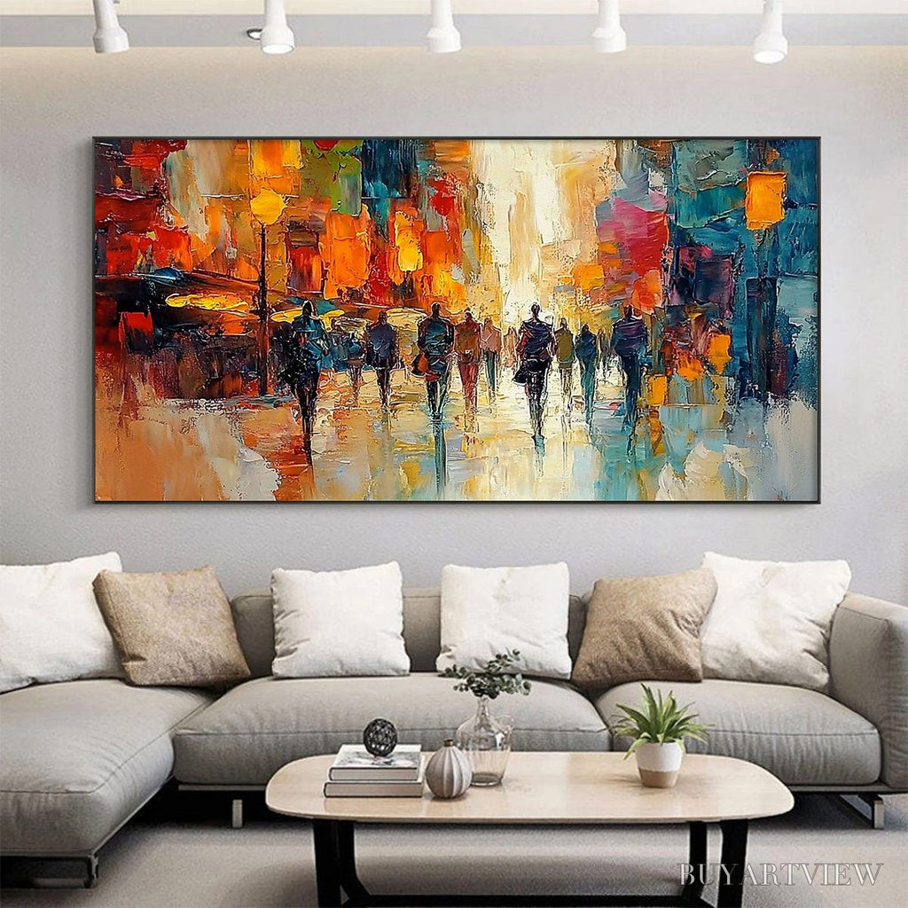 ARTOVITAS City Lights – Textured Impasto Cityscape Oil Painting - image 2